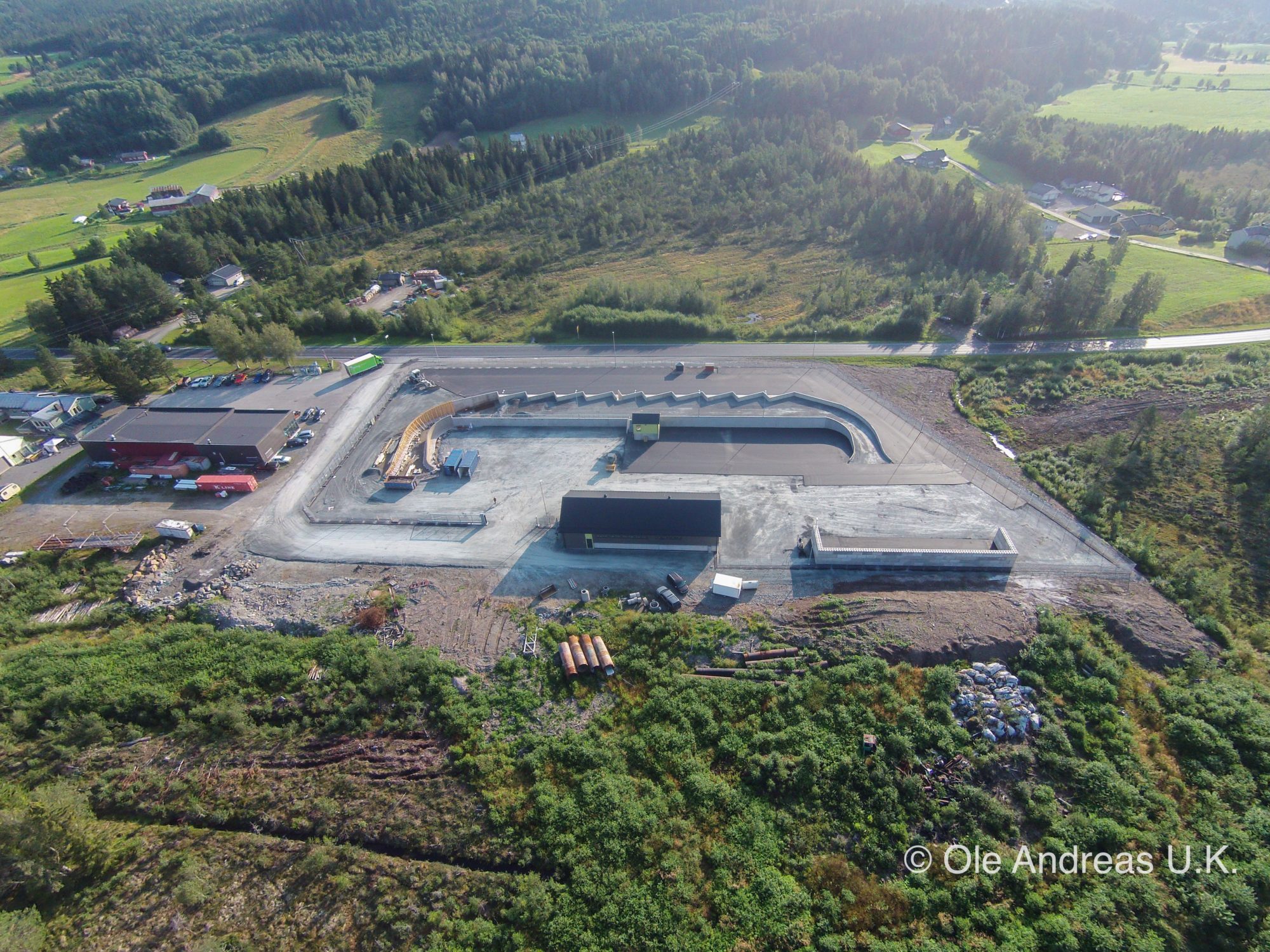 Dronebilde av ny gjenvinningsstasjon i Meråker